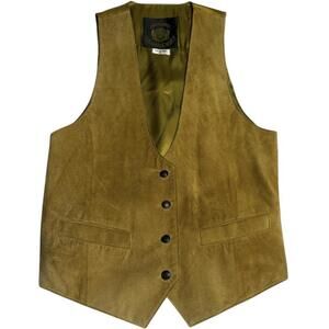 Express Les Classiques 90s Genuine Suede Leather Vest Men’s Small Tan Brown